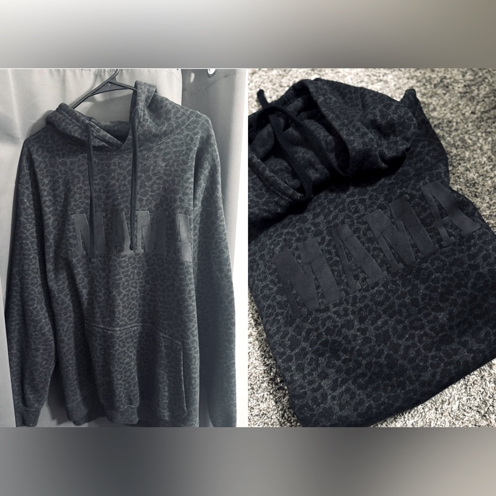 Monochromatic Mama Cheetah Black Hoodie